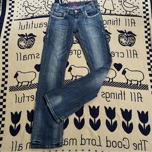 Rock & Roll Cowgirl Jeans Size 24x34 Low Rise Bootcut Denim Bling